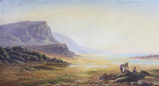 Cyril Stanley Fisherfolk on the shore 12 x 24in., unframed